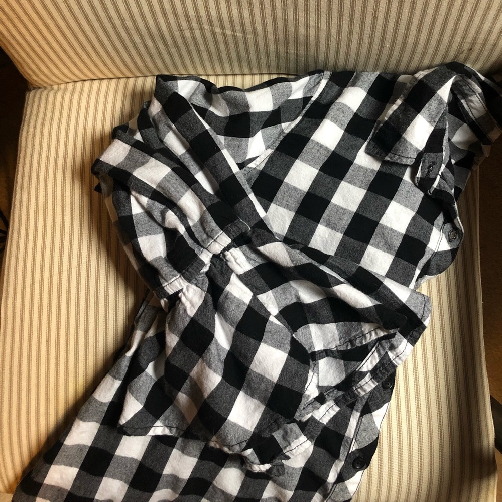 Bell Sleeved Plaid Button Up